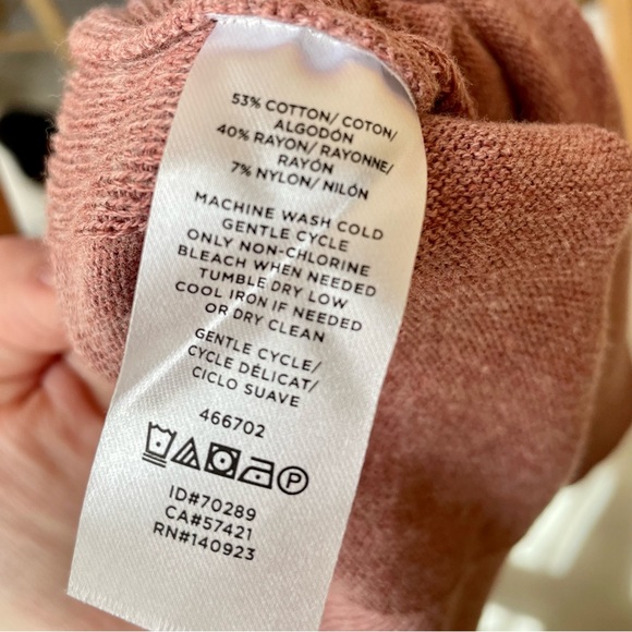 Loft Longline Fine Knit Textured Sweater in Dusty Pink - XS - Picture 3 of 4